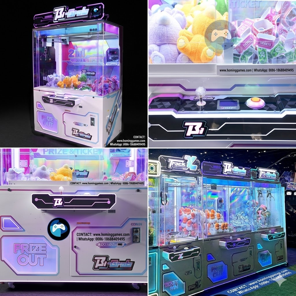   HomingGame Bi-Grab Double Player Crane Machine - High-Profit RFID Toy Catcher Prize Game MachineToy Catcher Prize Game Machine
