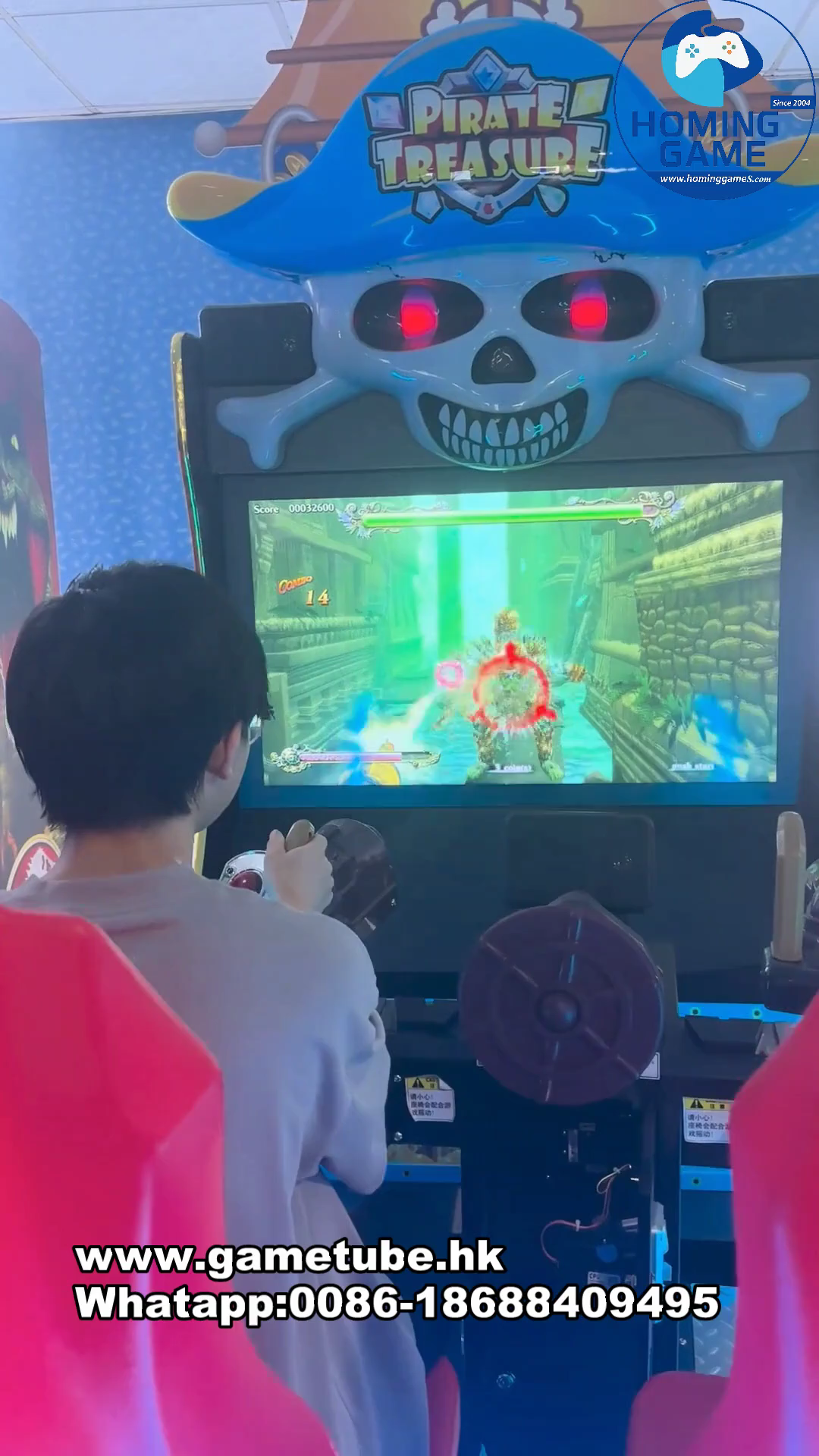 HomingGame Pirate Treasure Shooting Arcade Game – 2 Player Motion Simulator Gun Shooting Cabinet for Amusement Centers