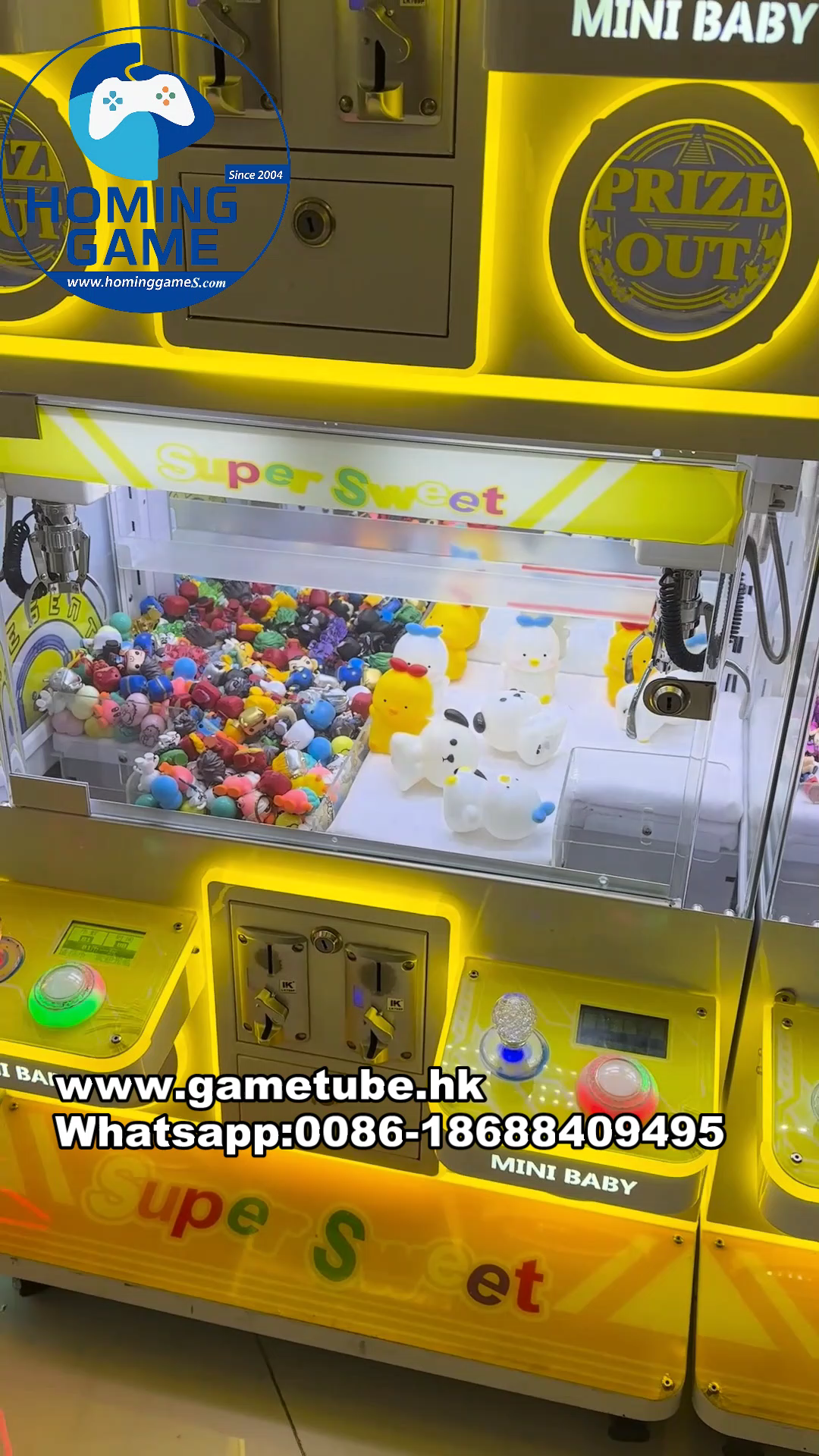 USA Hot Sale Coin Operated Catching Duck 4 Player Mini Crane Claw Machine|Commercial Stacked Claw Machine for Arcades & Family Entertainment Centers | HomingGame Factory Direct