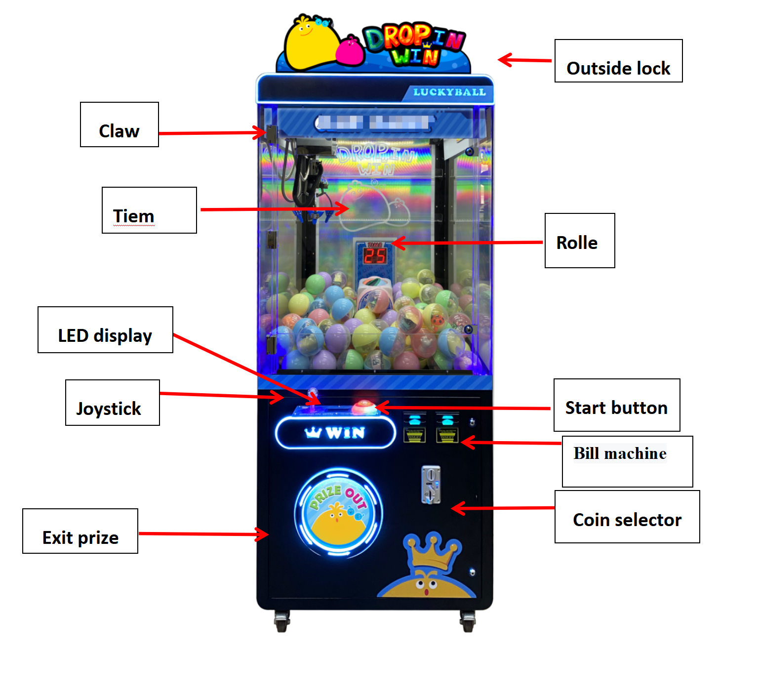 Brazil Popular Lucky Ball Prize Games Win the Ball Machine Drop in Win Capsule Toy Gift Arcade Game Brazil Popular Lucky Ball Prize Games Win the Ball Machine Drop in Win Capsule Toy Gift Arcade Game