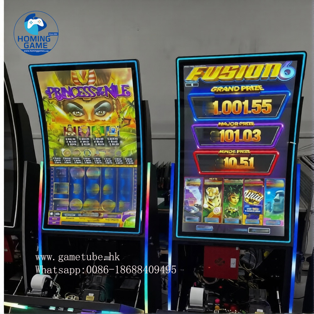 HomingGame 43 Inch Curved Metal Arcade Machine 4K Touch Screen Skill Game Cabinet for Fusion Link Fire Link Casino Slot Software
