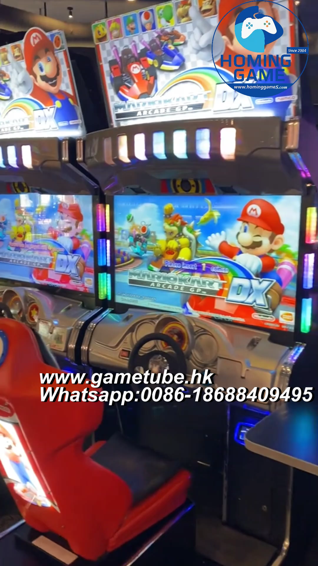 2026 HomingGame Mario Kart Arcade GP DX Racing Car Game Machine – 42 Inch HD Display Coin Operated Arcade Simulator – 2-4 Player Linkable Driving Game for Game Centers & FECs