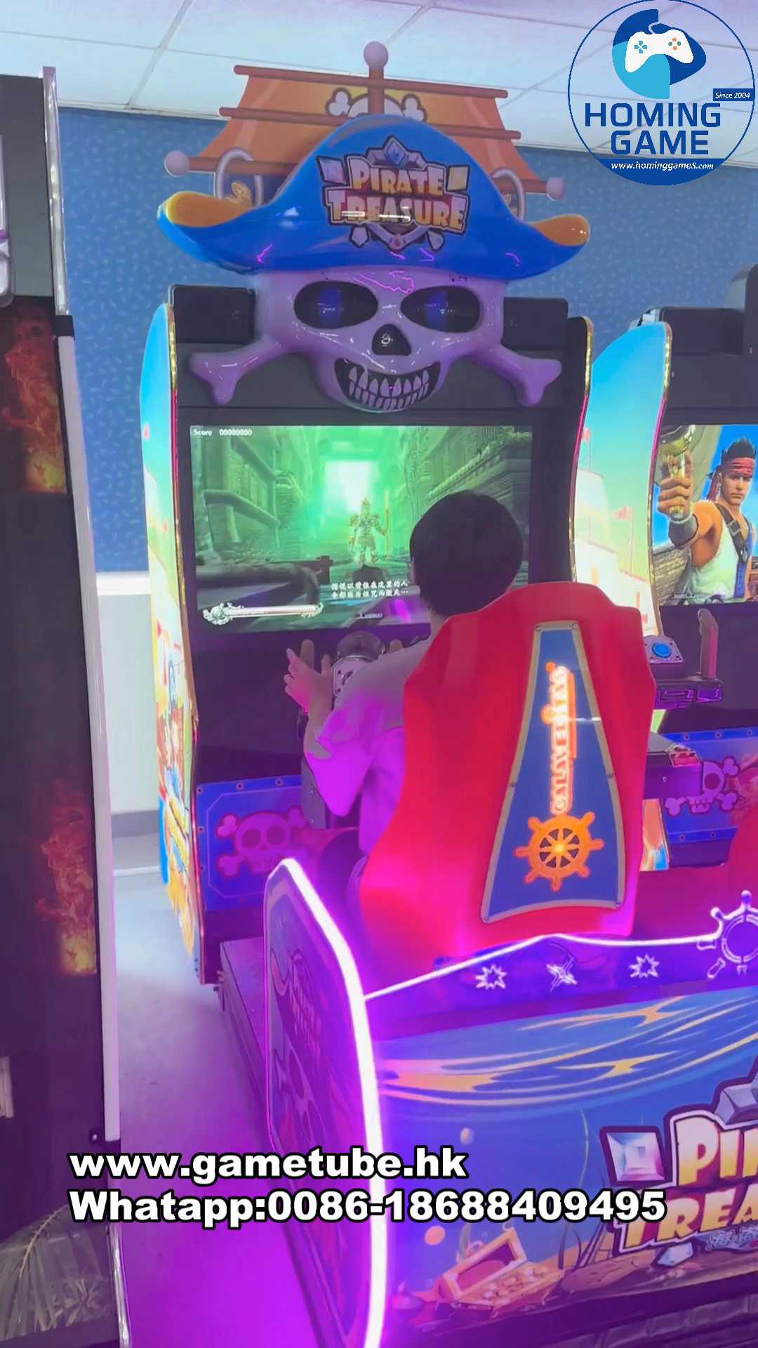 HomingGame Pirate Treasure Shooting Arcade Game – 2 Player Motion Simulator Gun Shooting Cabinet for Amusement Centers