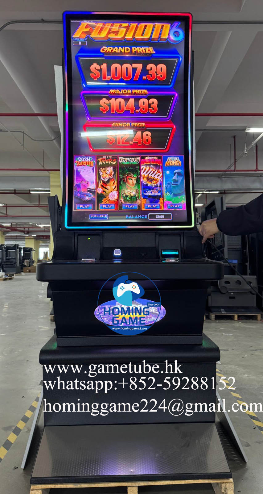 New 43 Inch Curved Touch Screen Vertical Skill Game Machine Slot Table for Fusion 4 Fusion 6 Fusion Plus | HomingGame Factory