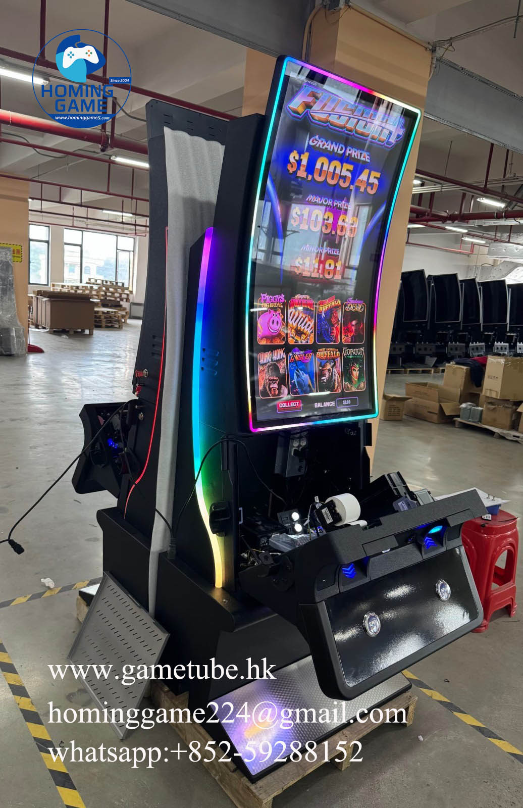 New 43 Inch Curved Touch Screen Vertical Skill Game Machine Slot Table for Fusion 4 Fusion 6 Fusion Plus | HomingGame Factory