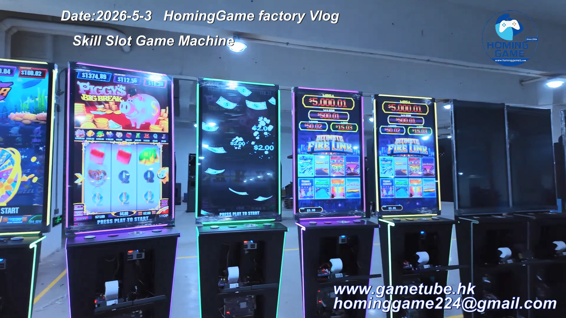 HomingGame 2026 Factory Direct 22/27/32/43 Inch Skill Slot Game Machine Cabinet | Vertical Straight & Curved Screen Slot Table Game for Amusement Room