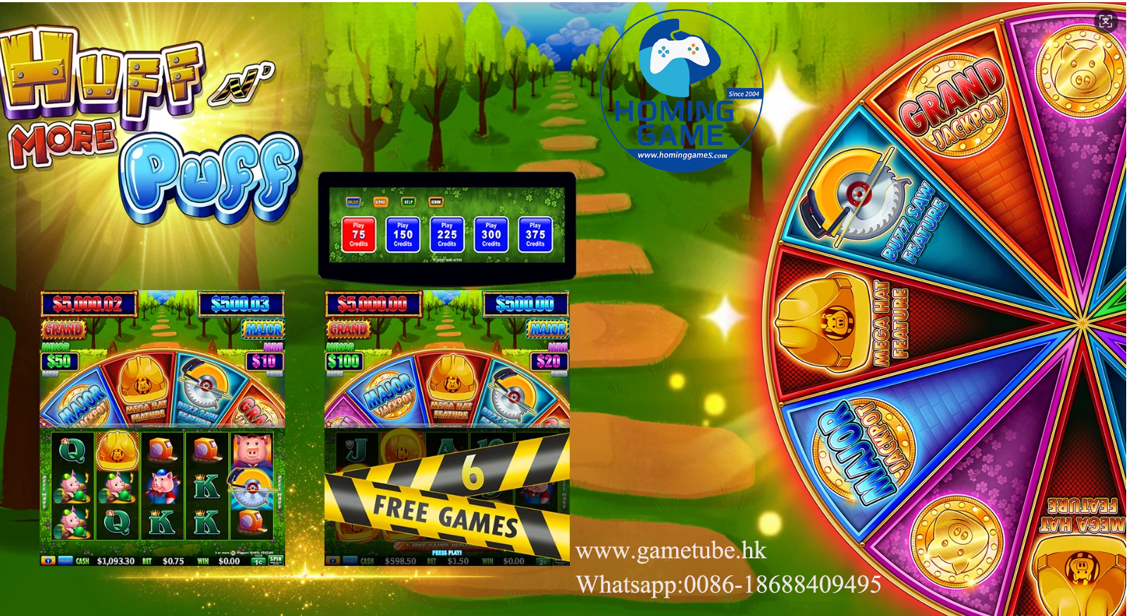 Factory Price Hard Hat Edition Huff N’ Puff Slot Machine - HomingGame Deluxe Casino Cabinet