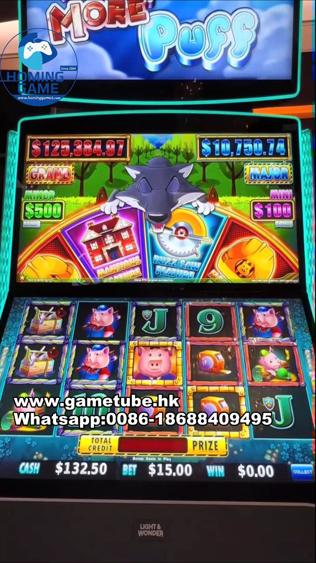 Factory Price Hard Hat Edition Huff n Puff Slot Machine – Deluxe 43" 4K Curved Touch Screen Skill Game Cabinet for Sale – HomingGame High Profit Amusement Equipment