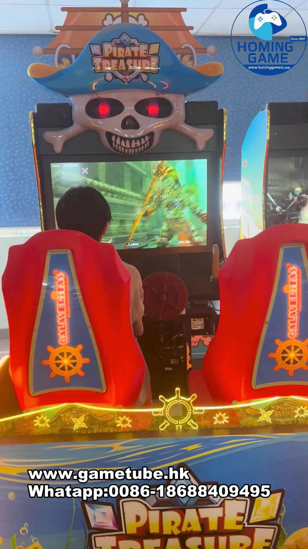 HomingGame Pirate Treasure Shooting Arcade Game – 2 Player Motion Simulator Gun Shooting Cabinet for Amusement Centers