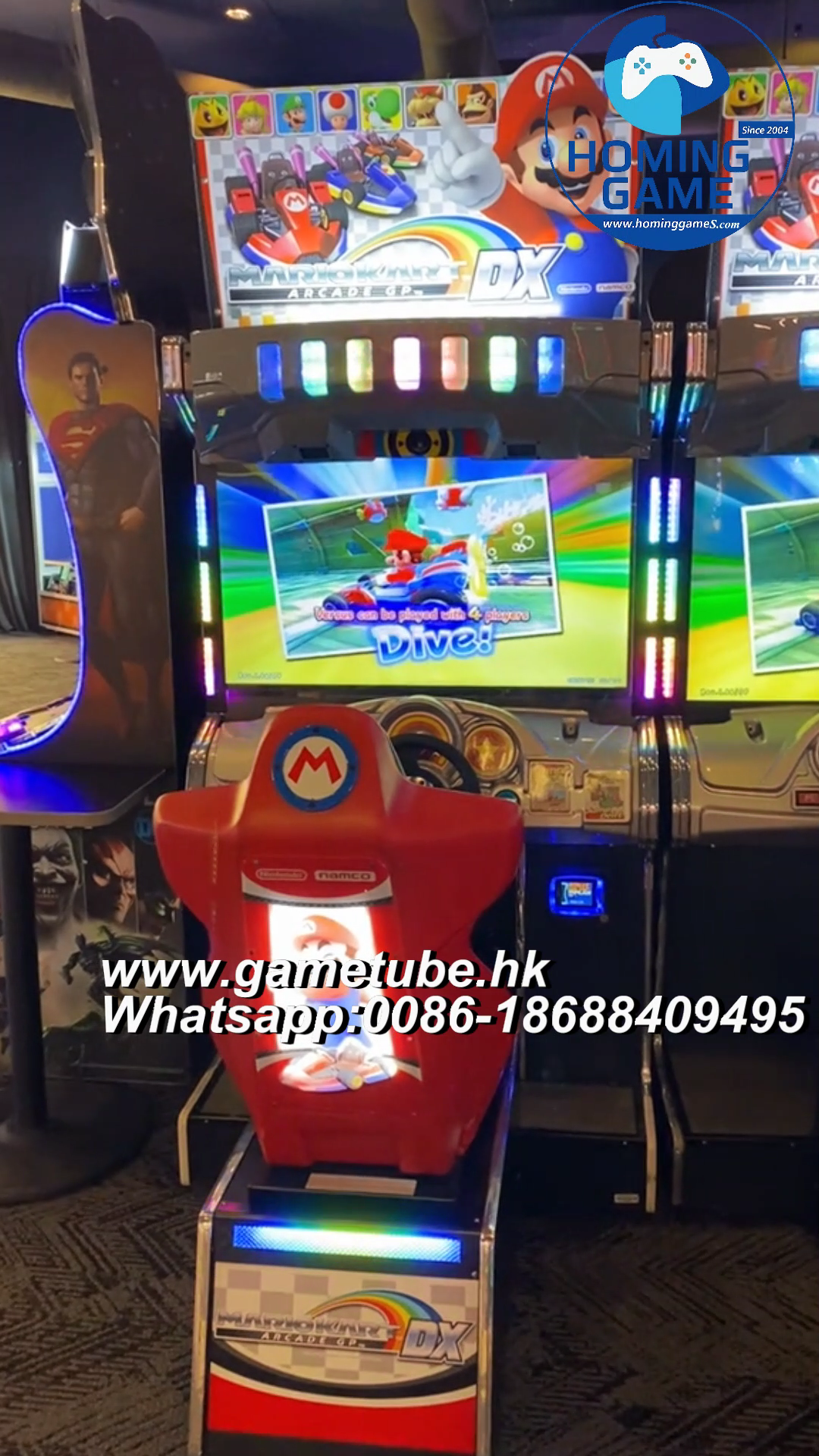 2026 HomingGame Mario Kart Arcade GP DX Racing Car Game Machine – 42 Inch HD Display Coin Operated Arcade Simulator – 2-4 Player Linkable Driving Game for Game Centers & FECs