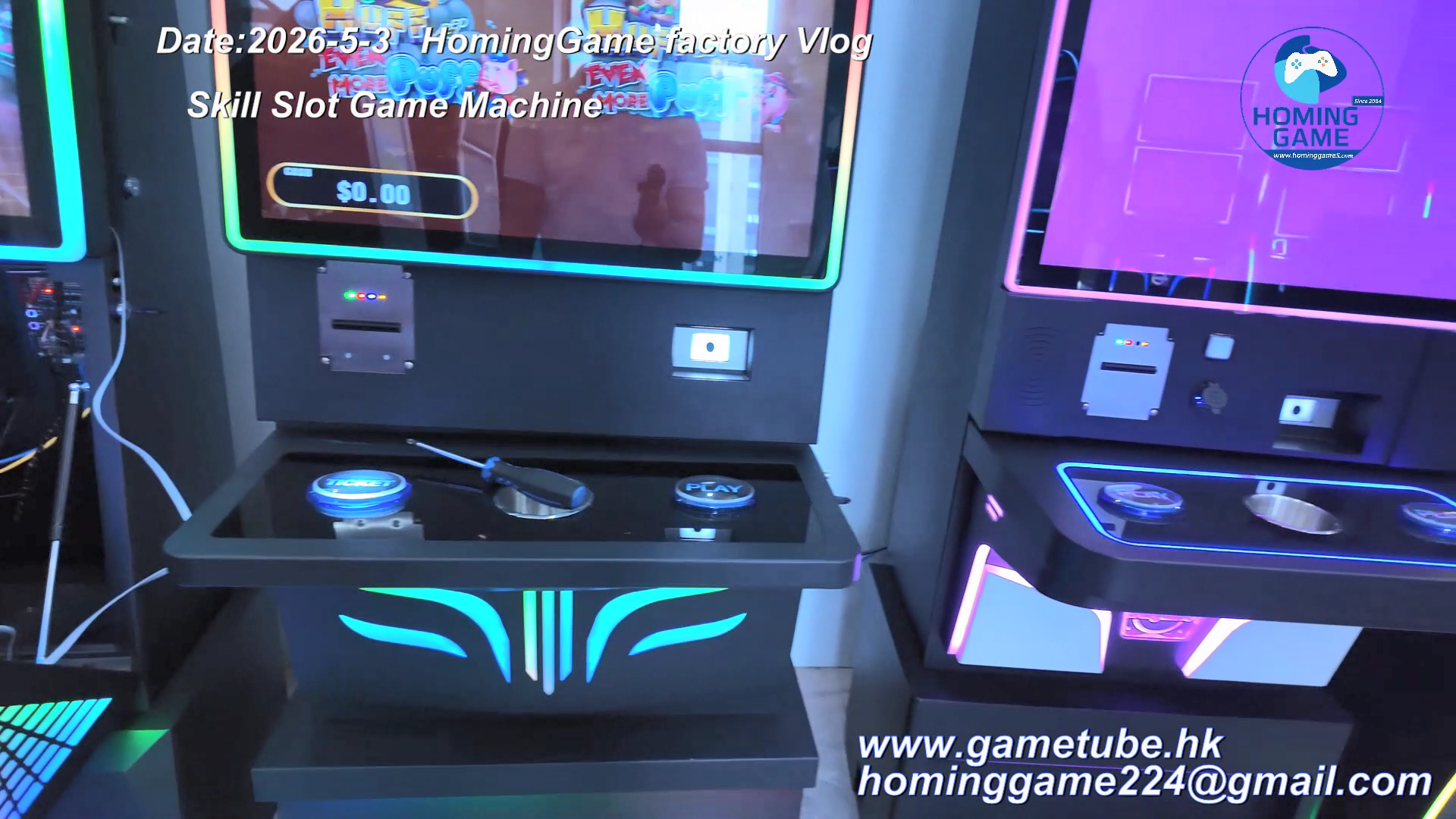 HomingGame 2026 Factory Direct 22/27/32/43 Inch Skill Slot Game Machine Cabinet | Vertical Straight & Curved Screen Slot Table Game for Amusement Room