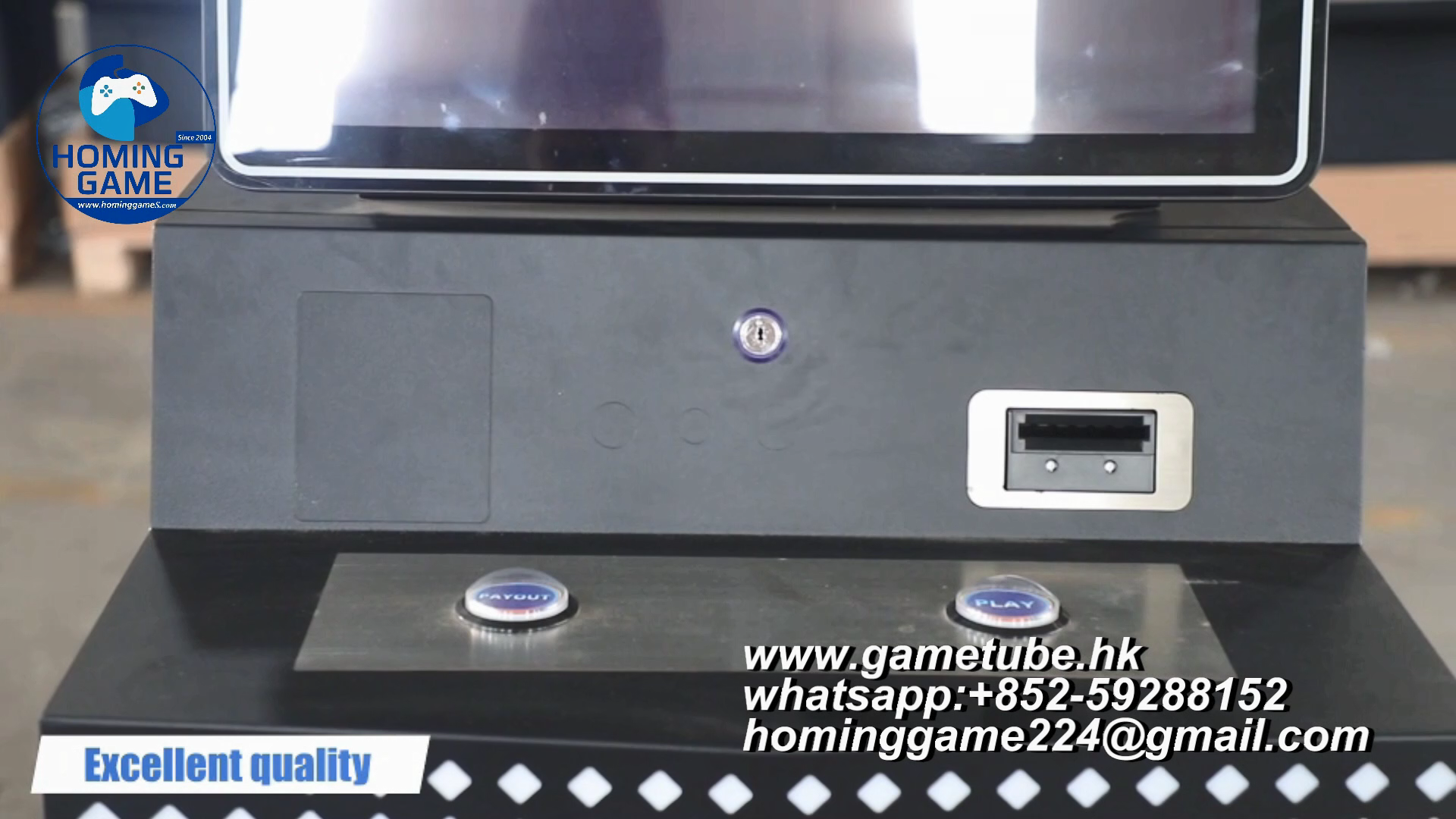 HomingGame Factory Custom 43 Inch Skill Slot Game Cabinet / Multiple Game Board Compatible / Vertical Curved Metal Slot Machine Shell / 43" PCAP Touch Screen Board-Ready Gaming Cabinet