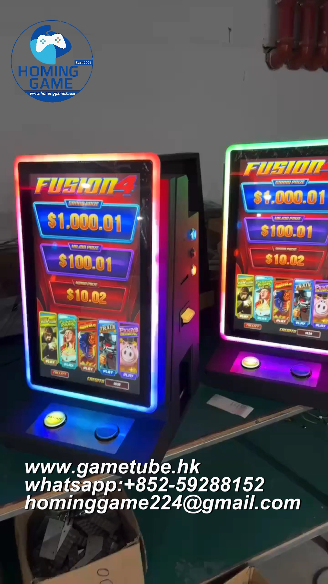 Hominggame Factory Direct: Premium Bartop Slot Machine Cabinet &ndash; Fusion 5/HET Emulator Ready, 23.6" 27' Touchscreen Skill Game Console