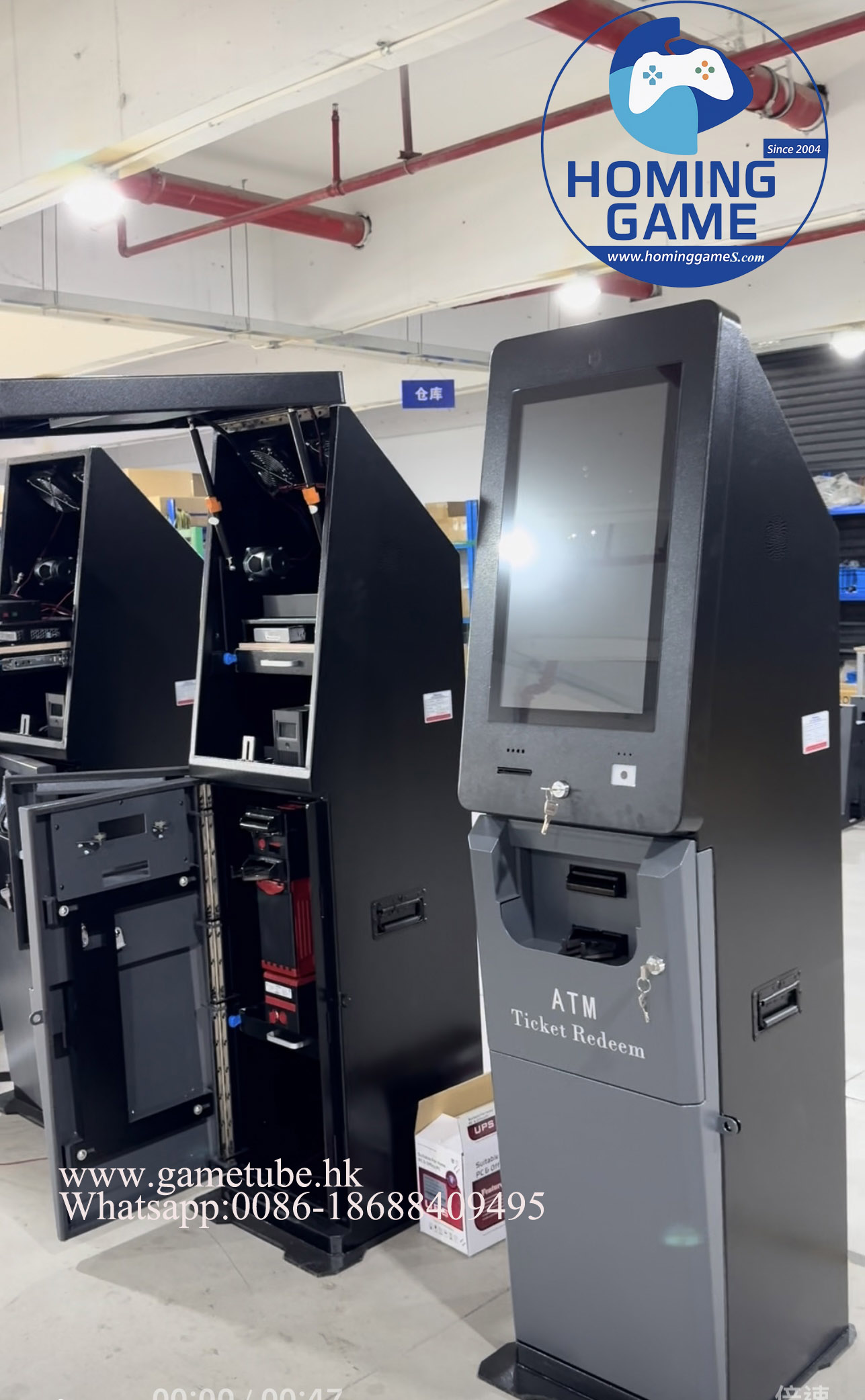 HomingGame Factory Ticket Redemption Terminal & Cashier Kiosk - Automated Arcade Ticket Eater & Cash Payout Machine with QR Scanner for FEC, Game Center, and Casino Management