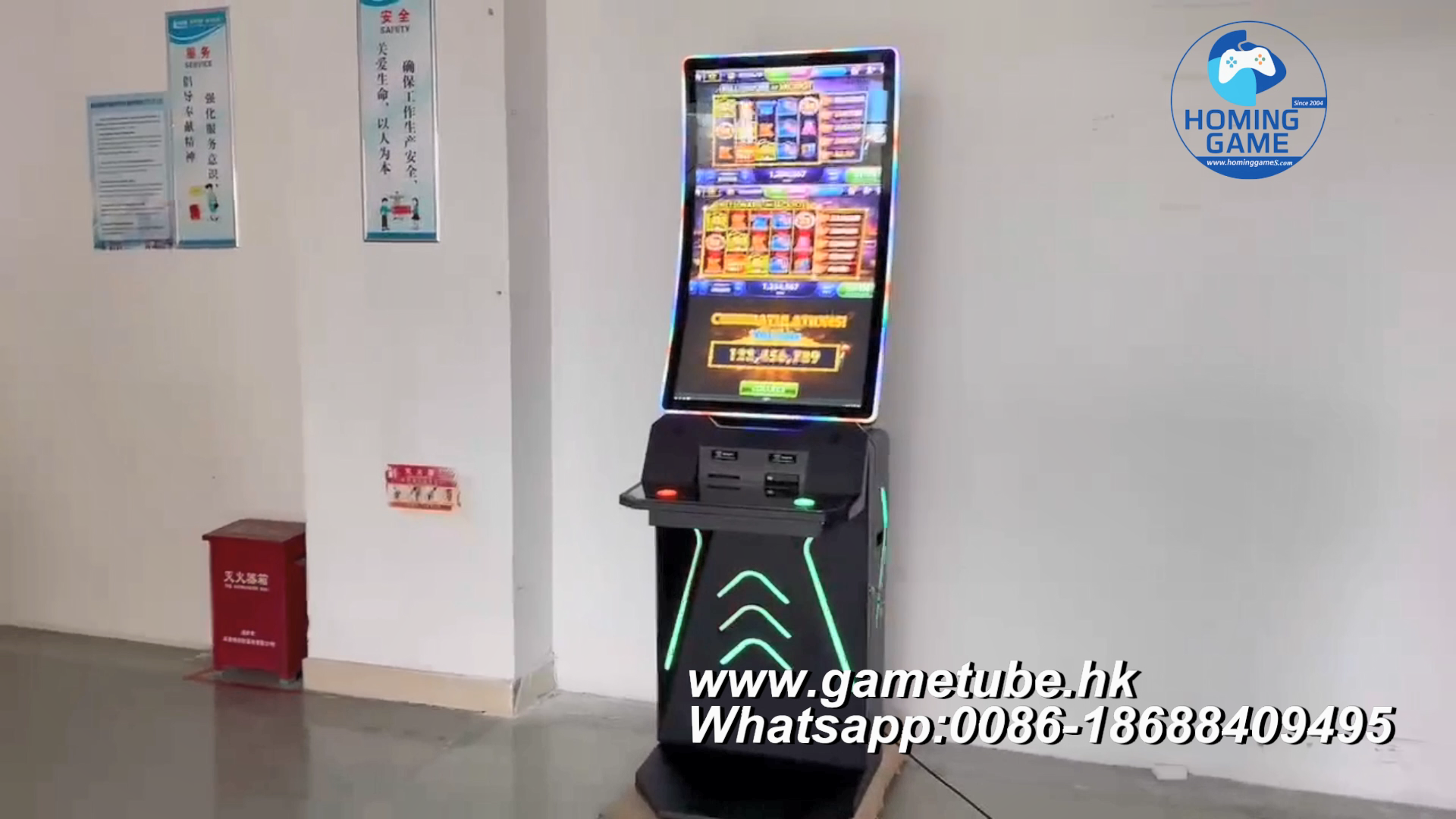 2026 HomingGame High-Security Ticket Redeem ATM Cash Out Kiosk ATM – 43 Inch Curve Slot Game Cabinet for Skill Gaming