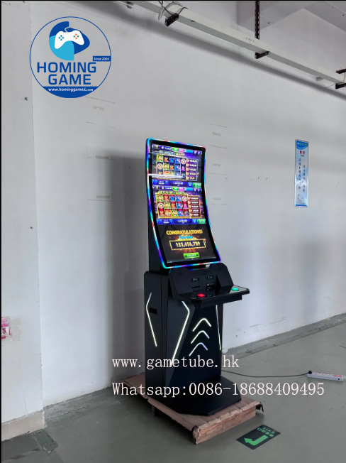2026 HomingGame High-Security Ticket Redeem ATM Cash Out Kiosk ATM – 43 Inch Curve Slot Game Cabinet for Skill Gaming