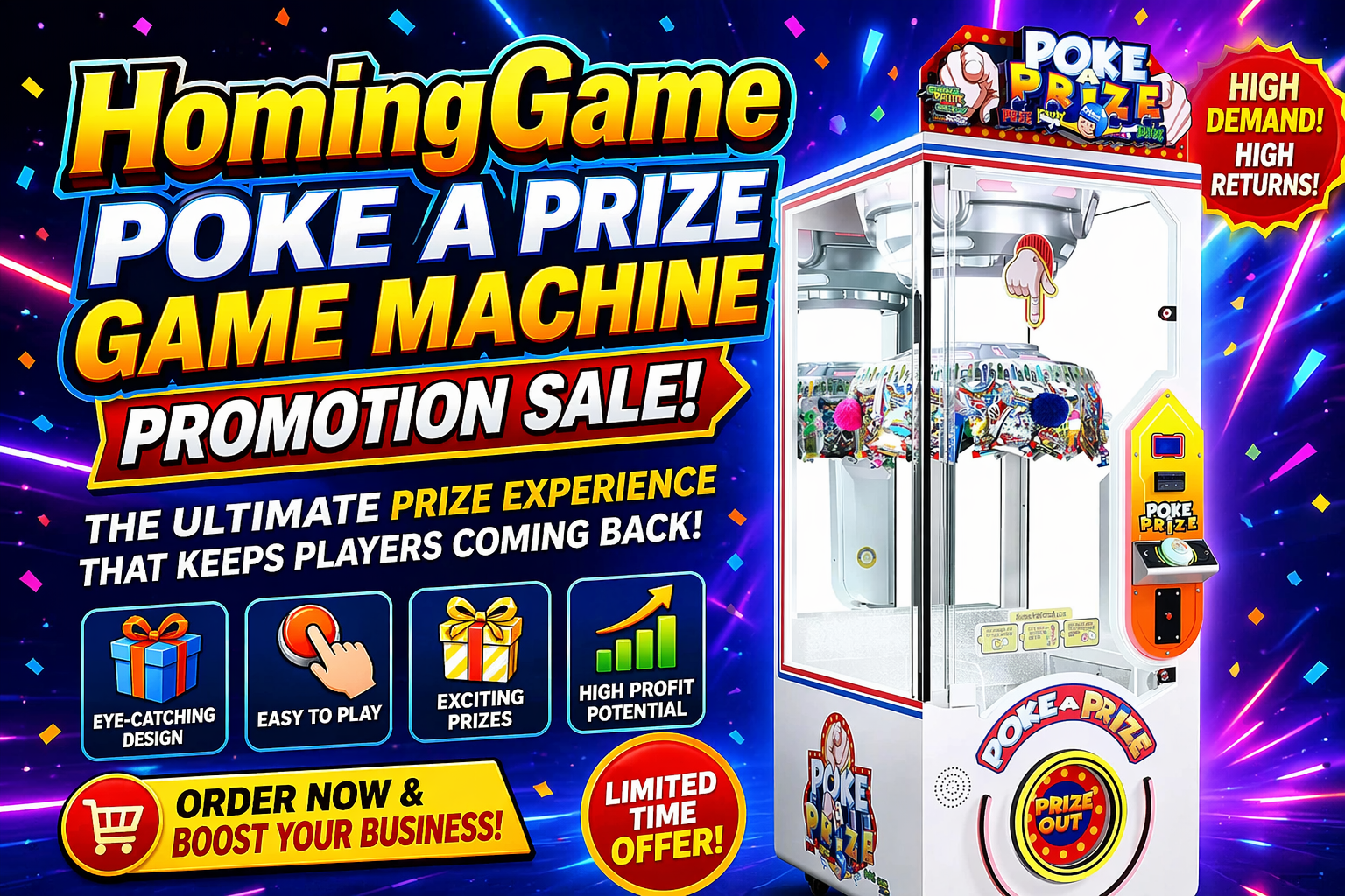 HomingGame Poke-A-Prize: High-Profit Mechanical Finger Pushing Arcade Machine|Prize Game Machine