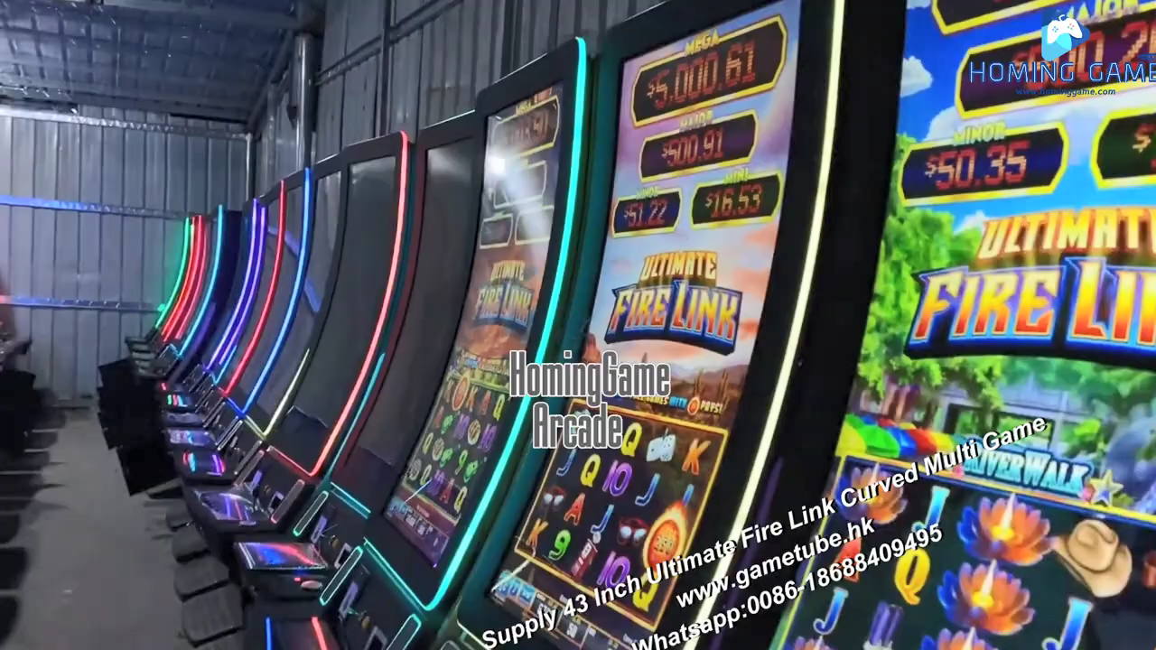 Factory Direct Supply 43 Inch Ultimate Fire Link Curved Multi Game Vertical Touch Screen Fire Link Games Machines For Sale by HomingGame