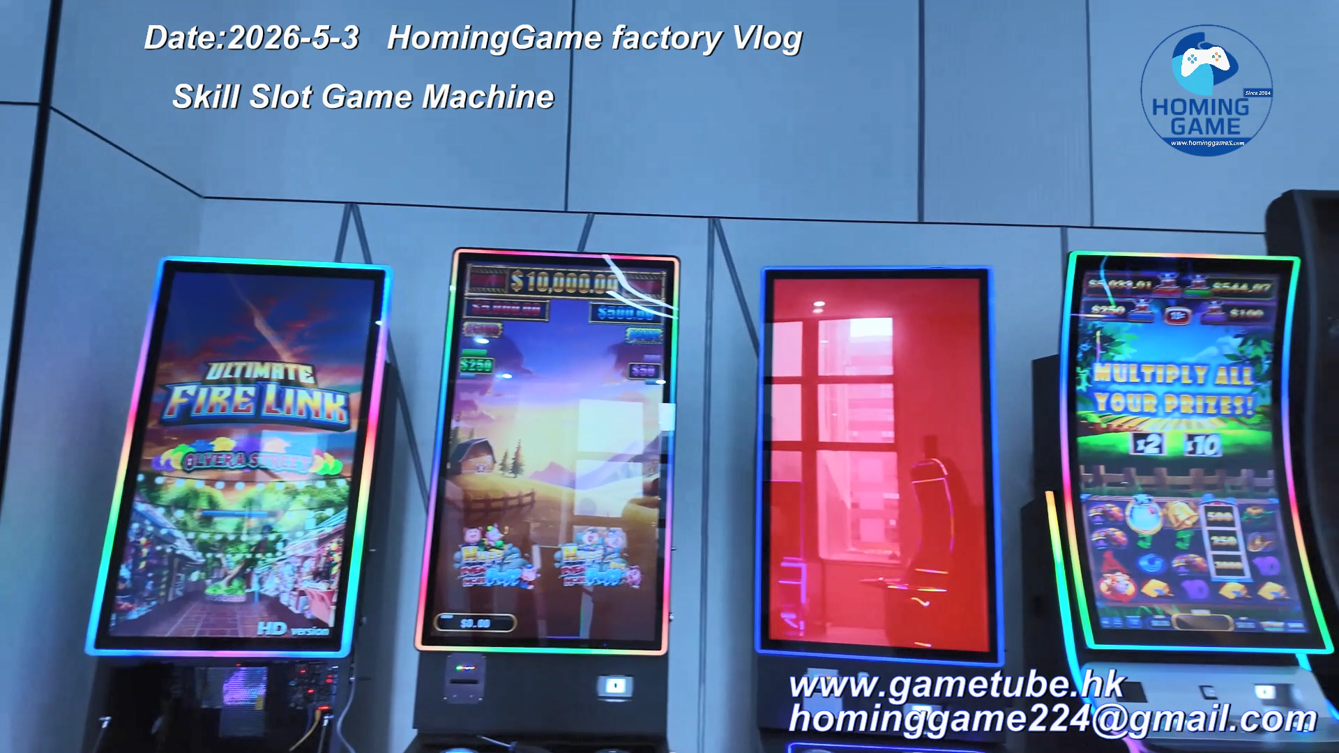 HomingGame 2026 Factory Direct 22/27/32/43 Inch Skill Slot Game Machine Cabinet | Vertical Straight & Curved Screen Slot Table Game for Amusement Room