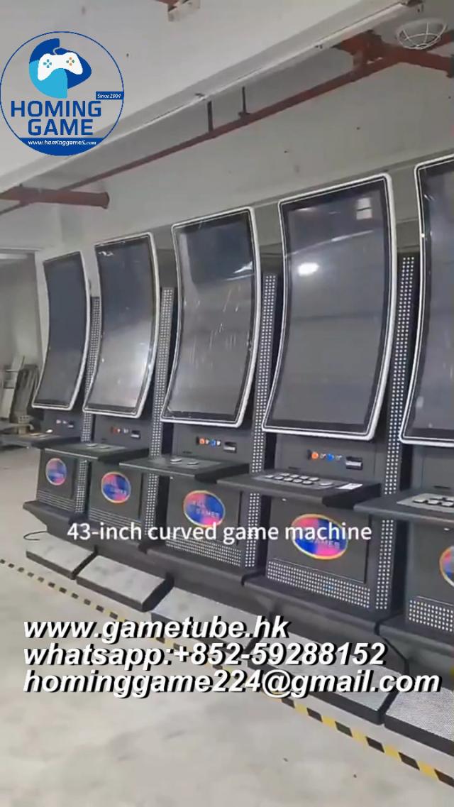 HomingGame 43-Inch Vertical Curved Skill Game Cabinet &ndash; Premium USA-Style Metal Arcade Machine for High-Traffic Venues with mulitple slot game motherbaord