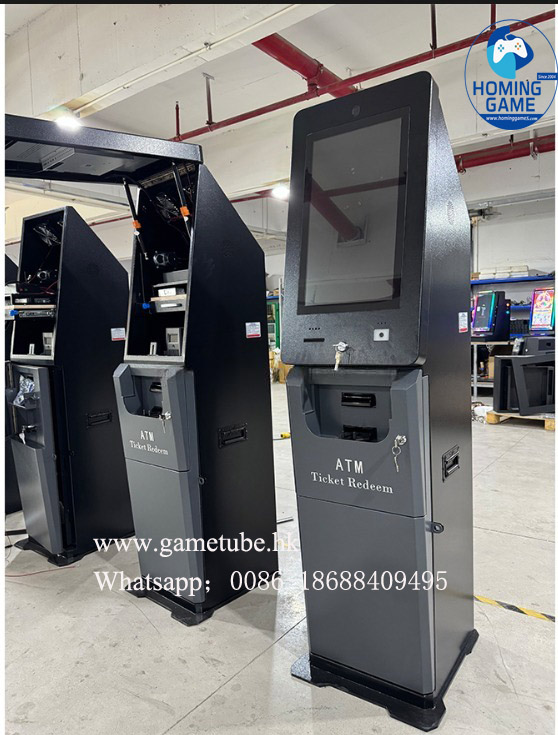HomingGame Factory Ticket Redemption Terminal & Cashier Kiosk - Automated Arcade Ticket Eater & Cash Payout Machine with QR Scanner for FEC, Game Center, and Casino Management
