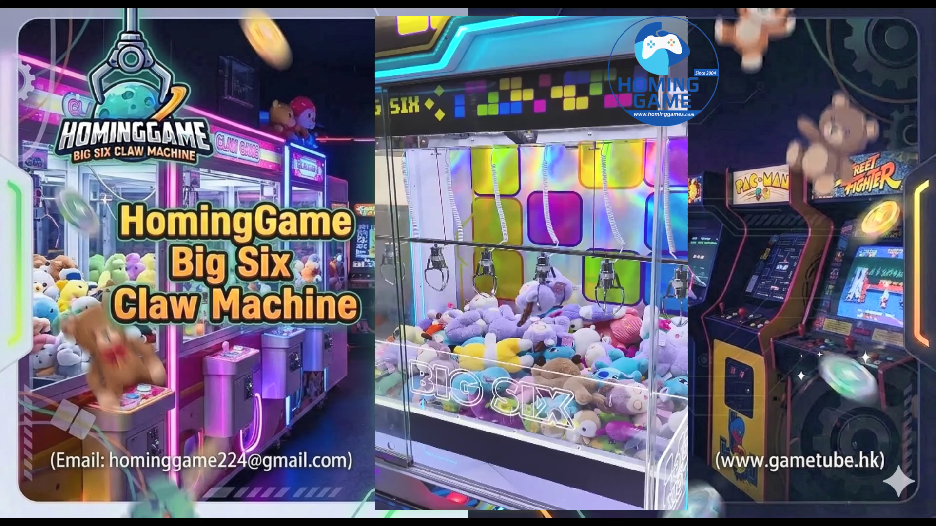 2026 Hot Sale Big Six (6-Claw) Arcade Prize Machine – HomingGame Factory Direct 6-Claw Claw Machine for FECs & Amusement Centers