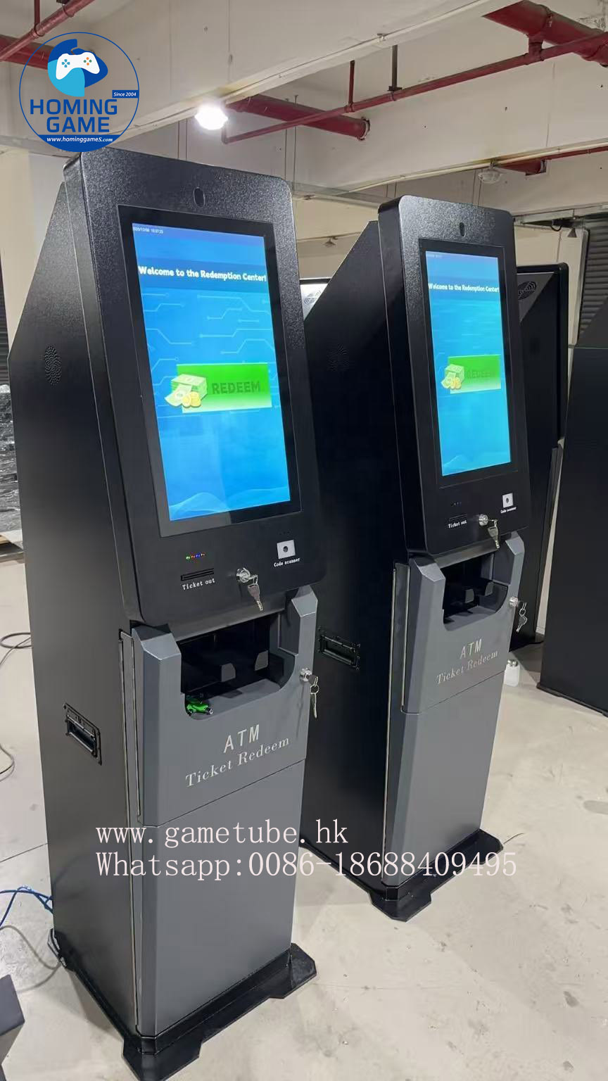 HomingGame High-Security Ticket Redeem Cash Kiosk ATM Machine – Self-Service TITO Redemption Terminal for Casino & Game Centers