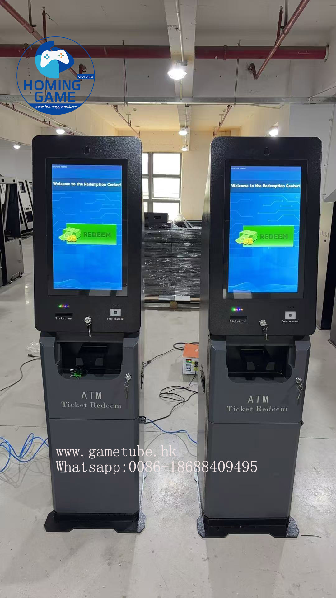 HomingGame High-Security Ticket Redeem Cash Kiosk ATM Machine – Self-Service TITO Redemption Terminal for Casino & Game Centers