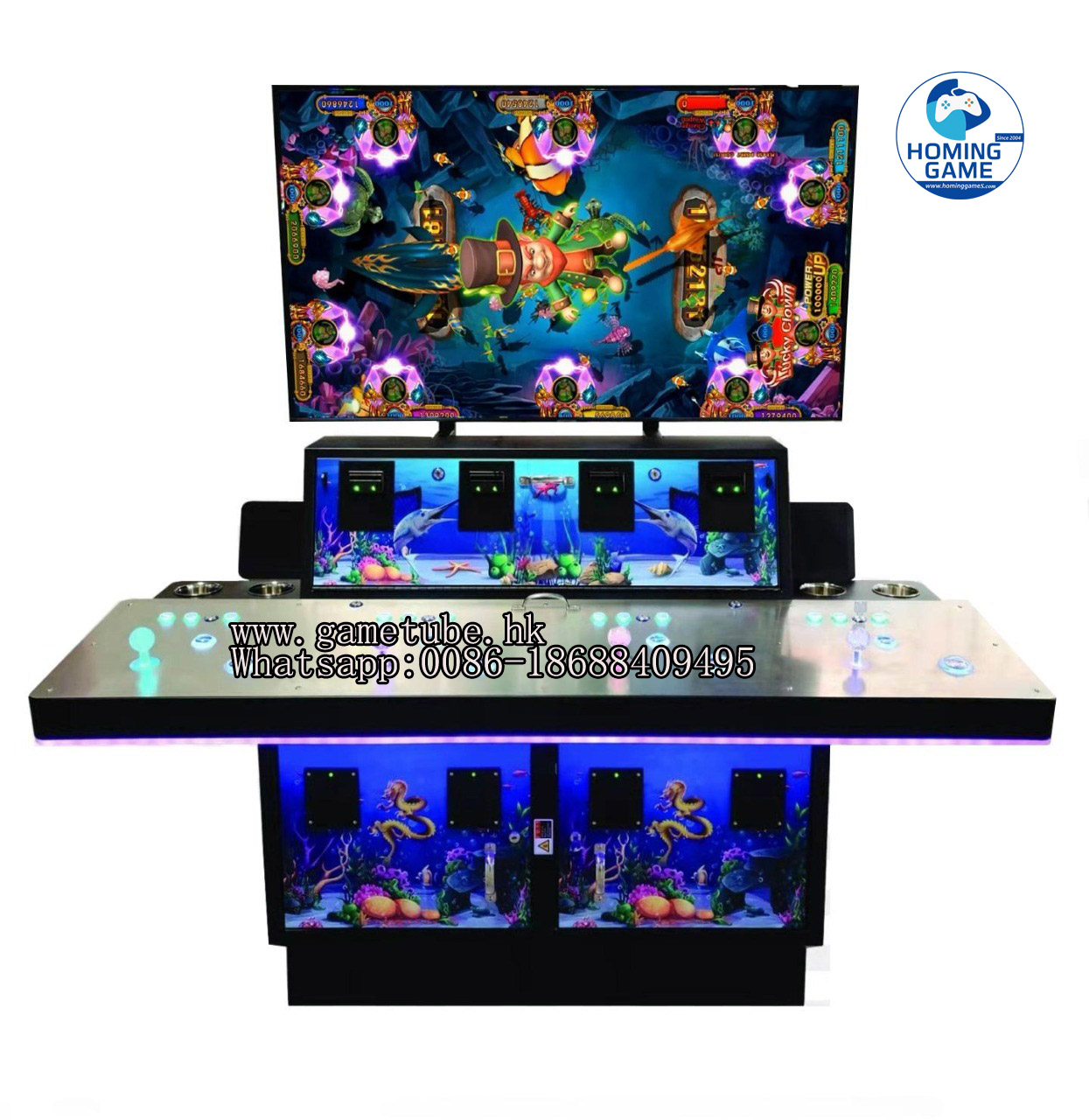 HomingGame Factory Price 4 Player Upright Fishing Game Machine Vertical Screen Arcade Fish Hunter Shooting Game Cabinet for Amusement Center