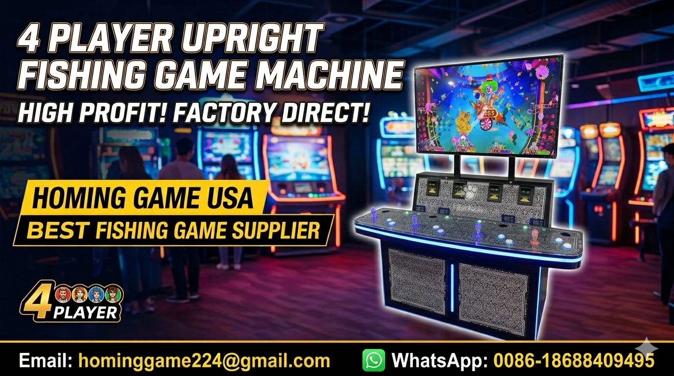 HomingGame Factory Price 4 Player Upright Fishing Game Machine Vertical Screen Arcade Fish Hunter Shooting Game Cabinet for Amusement Center