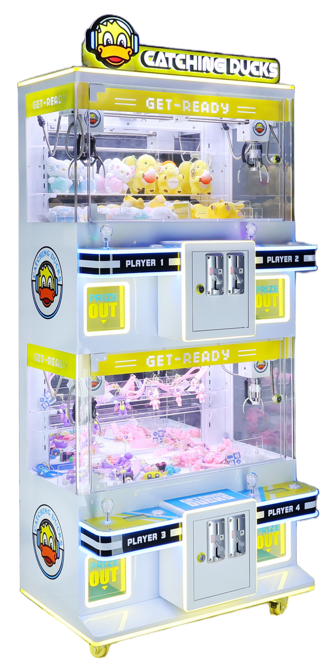USA Hot Sale Coin Operated Catching Duck 4 Player Mini Crane Machine | Stacked Toy Catcher Claw Machine for Kids & Arcade | HomingGame Factory Direct