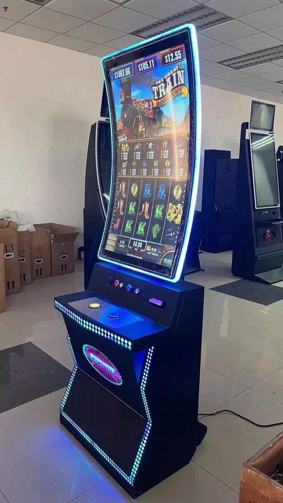 Factory Direct 43″ Curved Skill Slot Table Game Machine – HomingGame OEM Casino Gaming Arcade Machine – Multi Games + LED Lights + Bill/Coin/Card Payment