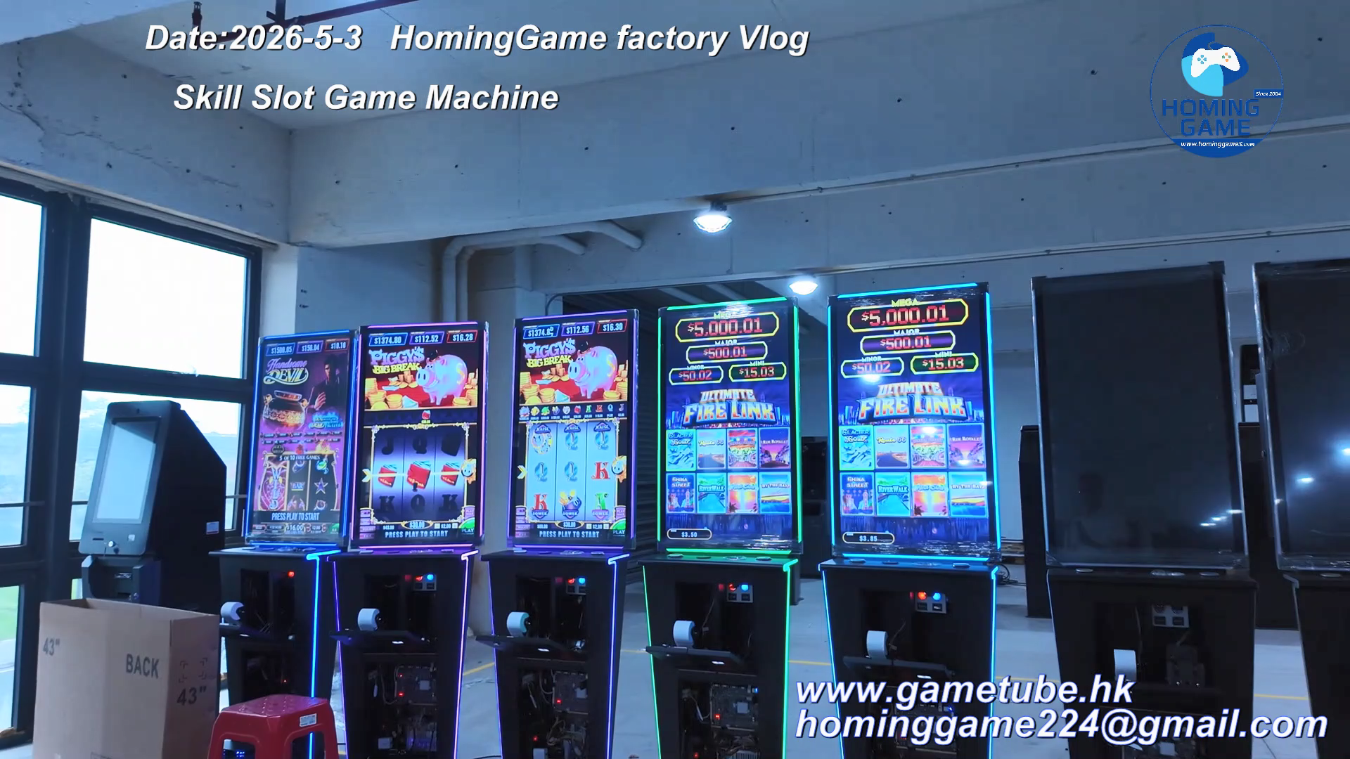 HomingGame 2026 Factory Direct 22/27/32/43 Inch Skill Slot Game Machine Cabinet | Vertical Straight & Curved Screen Slot Table Game for Amusement Room