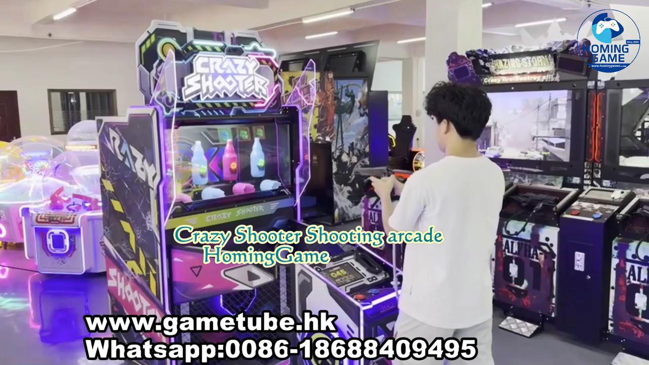 HomingGame Factory Crazy Shooter Shooting Arcade Game Machine – New Design Iron Coin Operated Gun Shooting Simulator for Game Centers & Amusement Parks