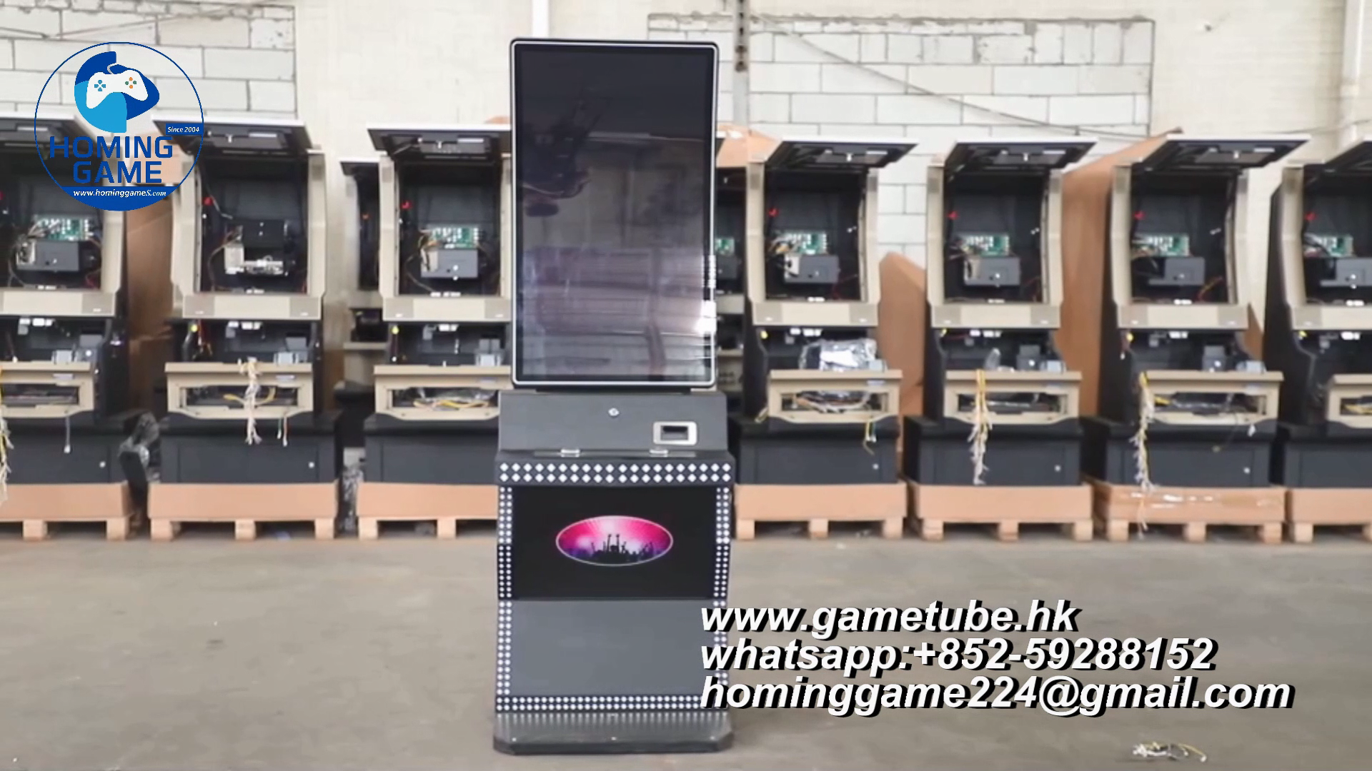 HomingGame Factory Custom 43 Inch Skill Slot Game Cabinet / Multiple Game Board Compatible / Vertical Curved Metal Slot Machine Shell / 43