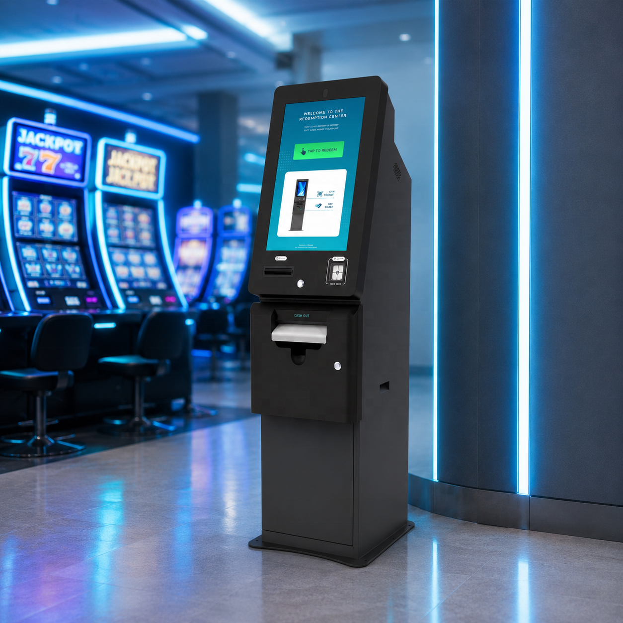 HomingGame Factory Ticket Cash Redemption Terminal Kiosk Self Service Payment Machine with QR Code Barcode Scanner & Bill Acceptor for Arcade FEC & Skill Game Cabinets