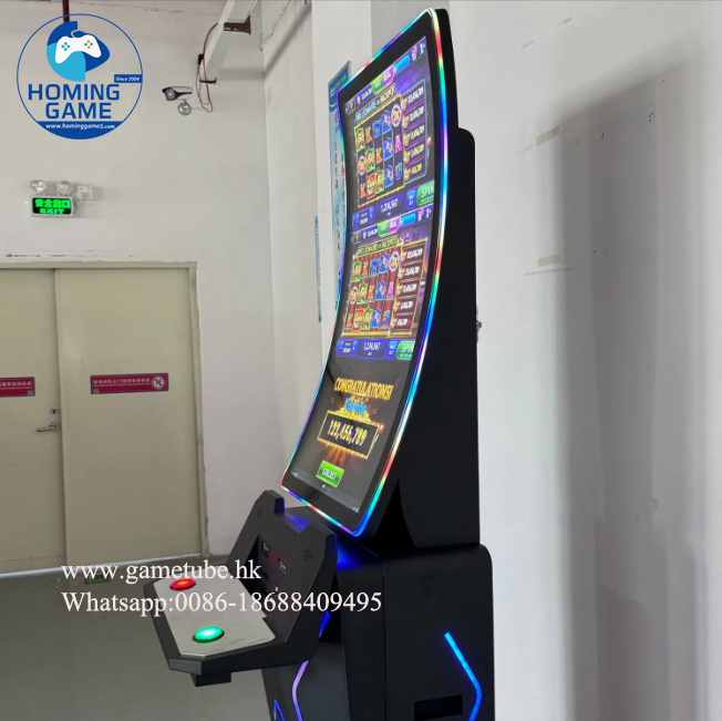 2026 HomingGame High-Security Ticket Redeem ATM Cash Out Kiosk ATM – 43 Inch Curve Slot Game Cabinet for Skill Gaming