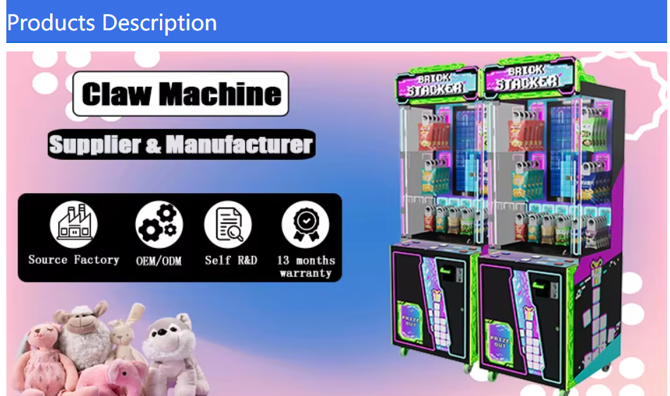 Factory Direct Price Brick Stacker Arcade Claw Game Machine Claw Machine Game Video Game Machine