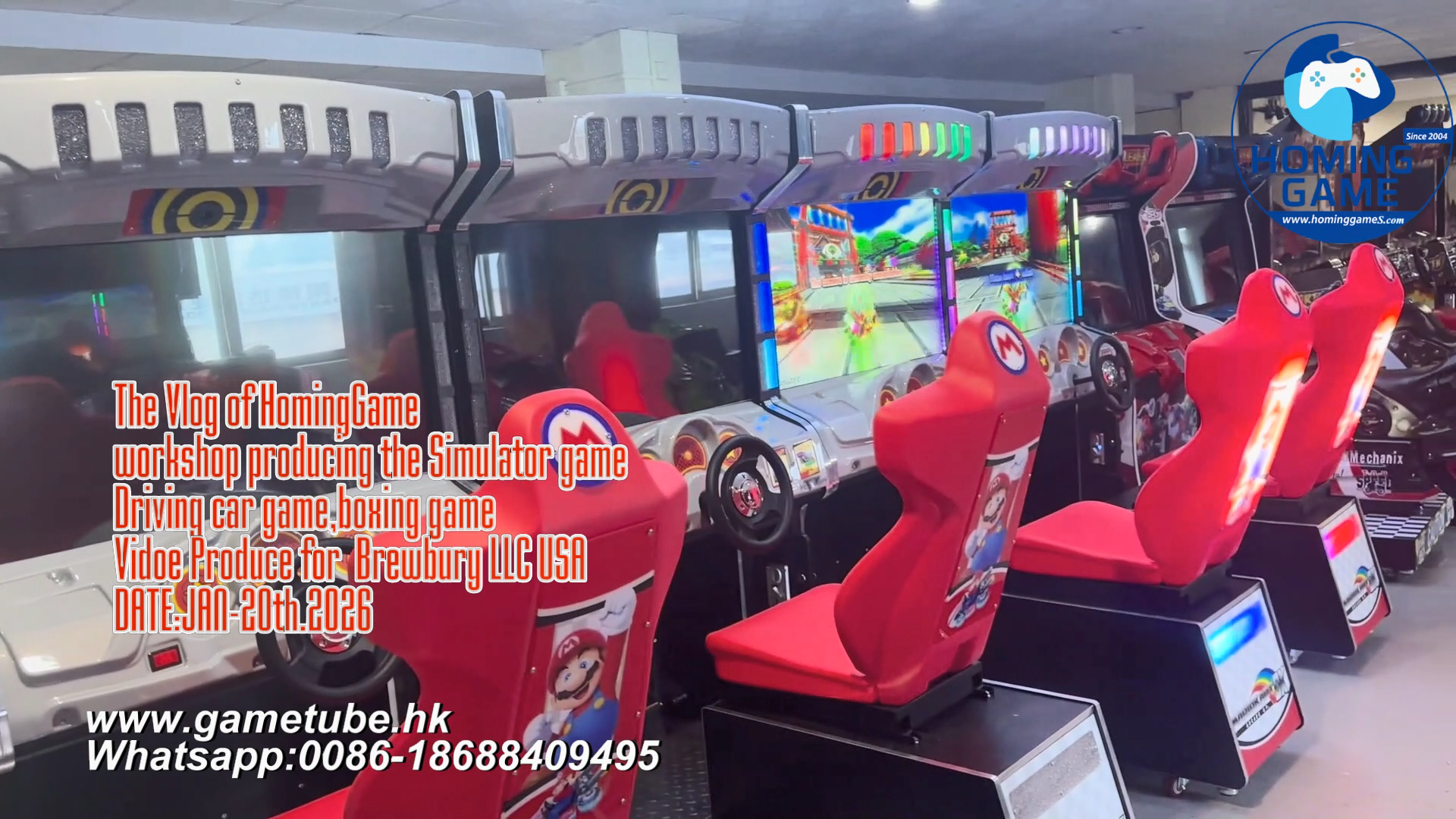 HomingGame Factory Workshop Vlog | Producing Mario Kart GP, Moto Racing & Boxing Arcade Game Machines for Brewbury LLC USA | Jan 20, 2026