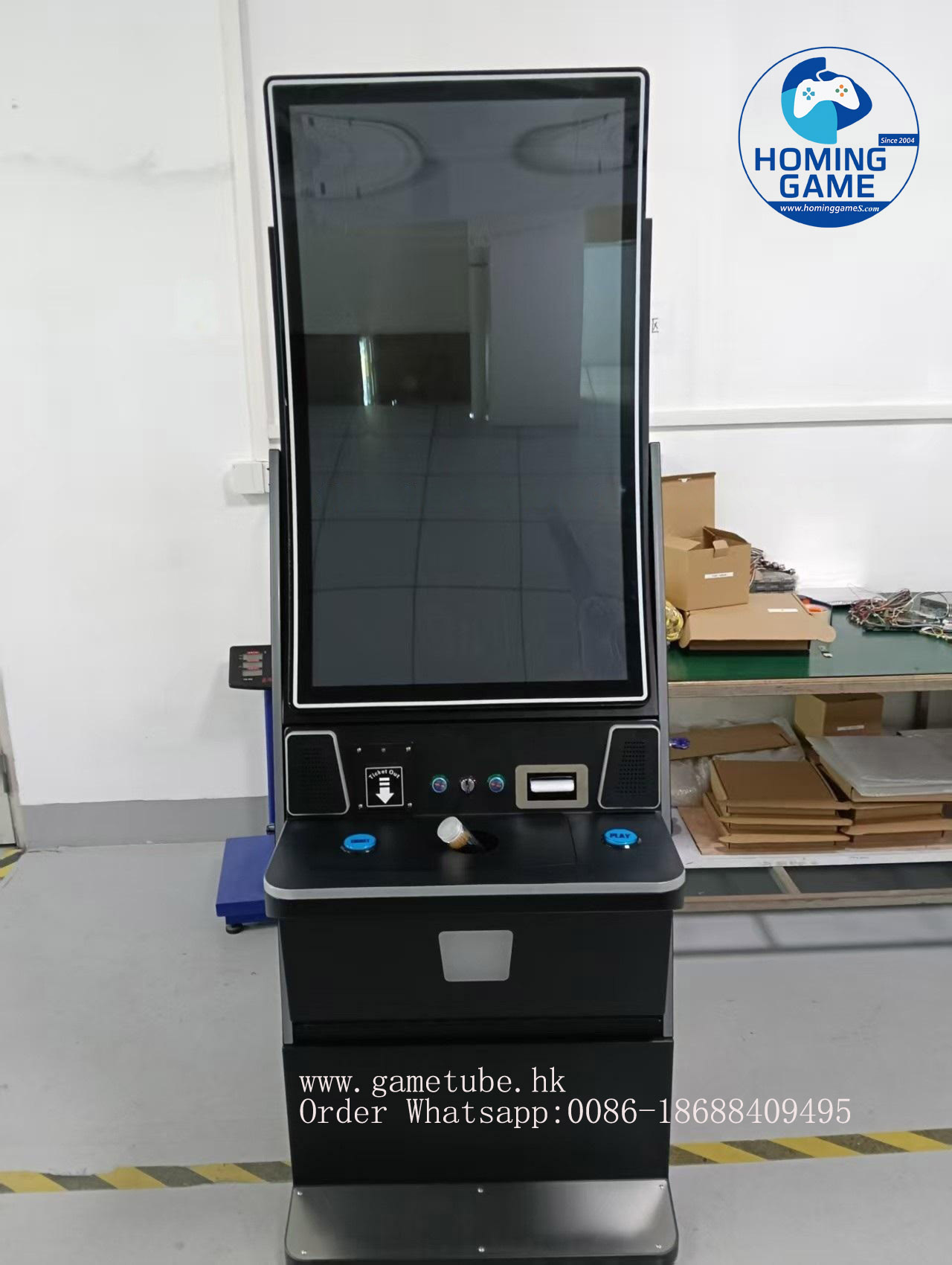 HomingGame 43 Inch Curved Metal Arcade Machine 4K Touch Screen Skill Game Cabinet for Fusion Link Fire Link Casino Slot Software