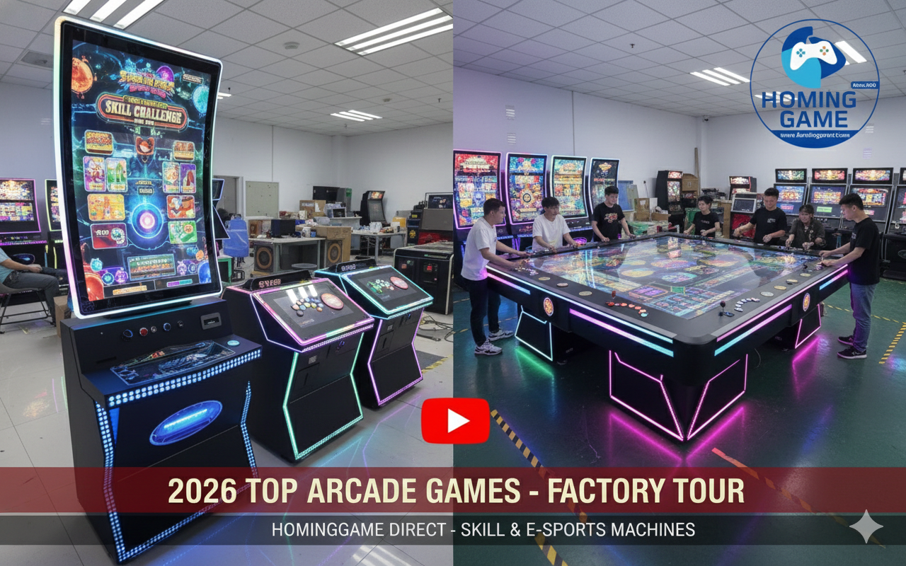 2026 USA Trending 43 Inch Curve Skill Slot game machine Challenge Amusement Table & Vertical Arcade Cabinet by Hominggame Factory Direct