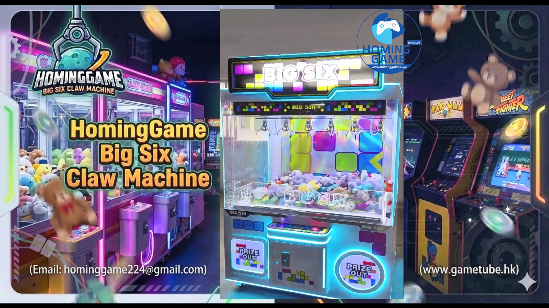 2026 Hot Sale Big Six (6-Claw) Arcade Prize Machine – HomingGame Factory Direct 6-Claw Claw Machine for FECs & Amusement Centers
