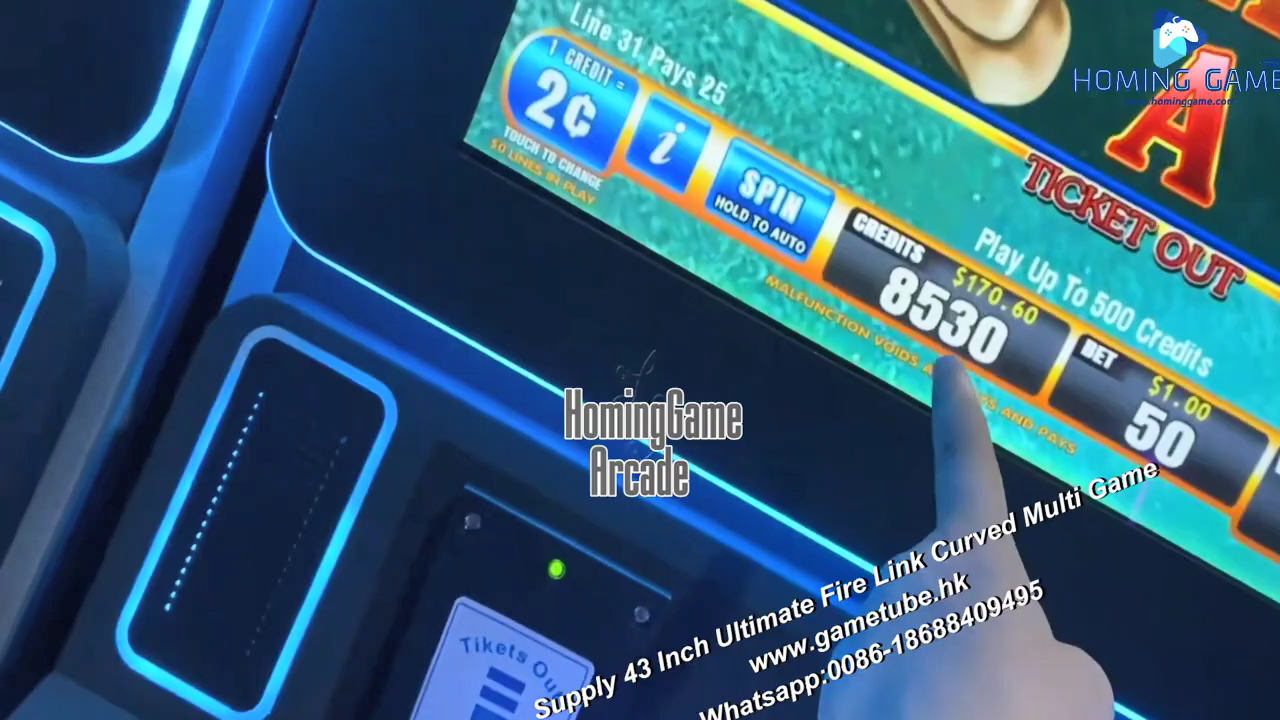 Factory Direct Supply 43 Inch Ultimate Fire Link Curved Multi Game Vertical Touch Screen Fire Link Games Machines For Sale by HomingGame