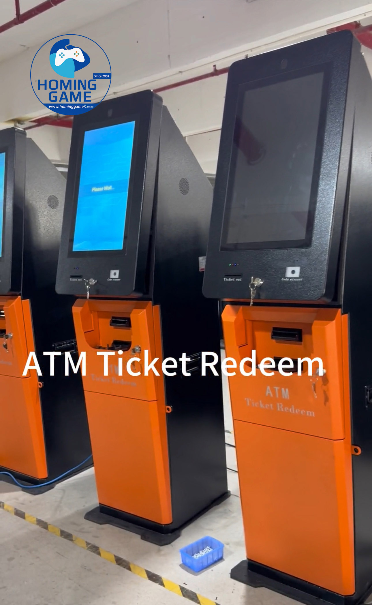 HomingGame Factory Ticket Redemption Terminal & Cashier Kiosk - Automated Arcade Ticket Eater & Cash Payout Machine with QR Scanner for FEC, Game Center, and Casino Management