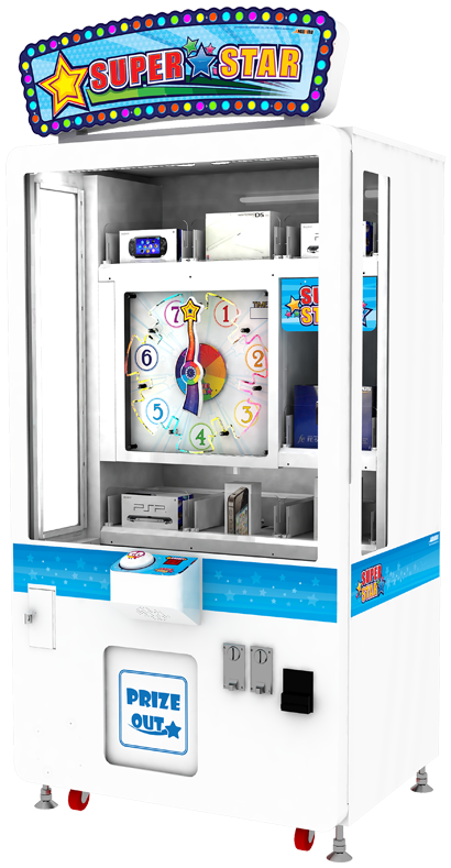 Homing Game Factory™ SuperStar Prize Merchandiser Arcade Machine – LED Panorama, Skill-Based One-Button Redemption Game, Prize Display with Anti-Theft Bins | High Revenue FEC Amusement Equipment