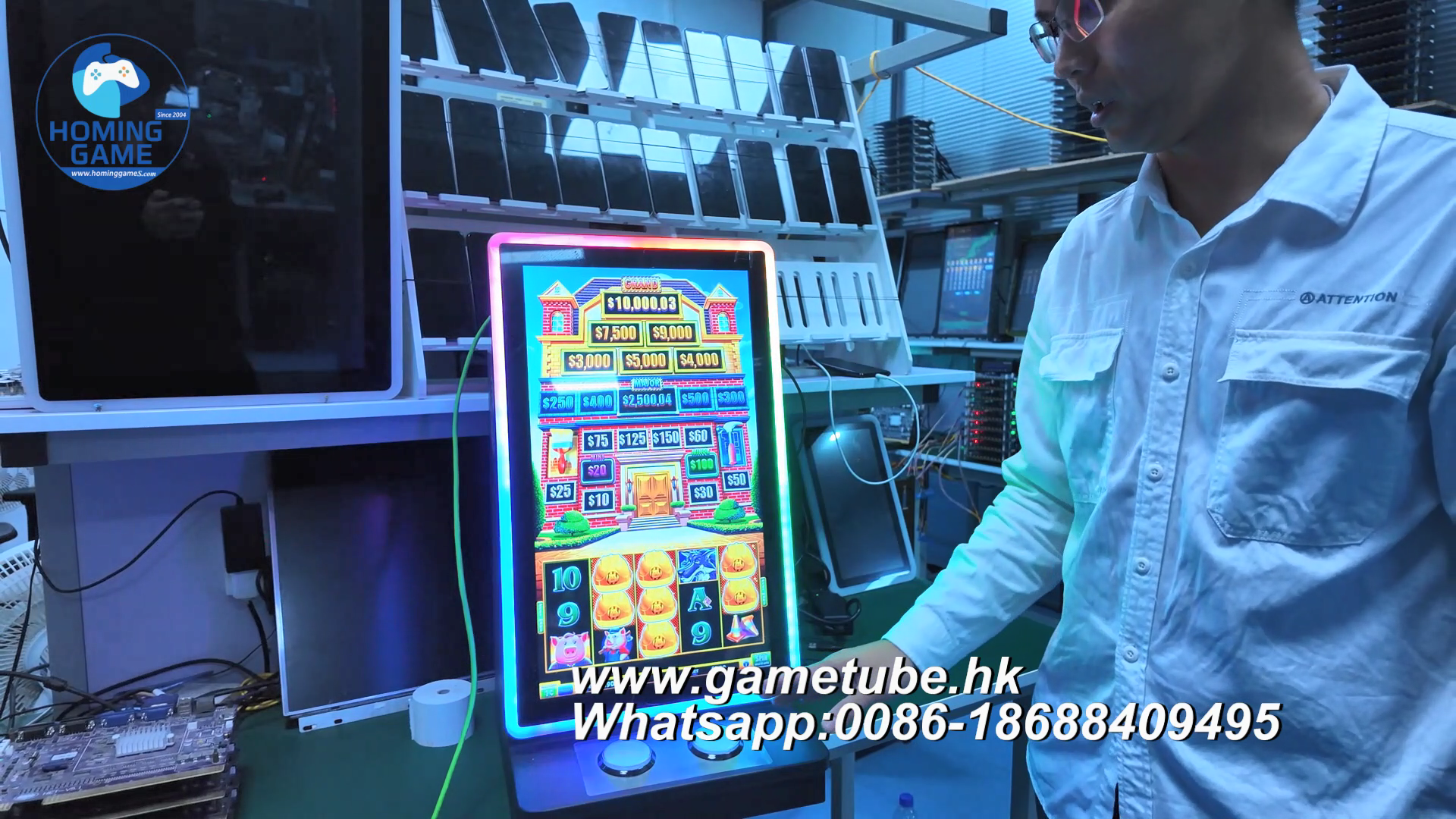 HomingGame Factory Huff N' Puff™ Money Mansion Slot Game  – Multi-Cabinet Software & Hardware Solutions fit for 32 inch and 43 inch straight and Curve Slot Table Game Machine