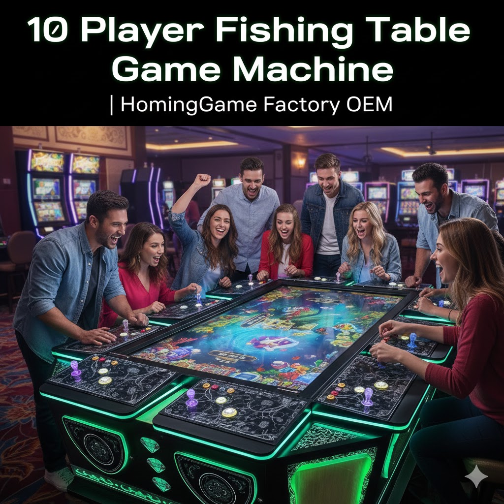 Homing Game Factory High-Profit Arcade Fishing Table Game Machine - Deluxe 10 Player Fishing Game Machine Cabinet for Amusement Centers